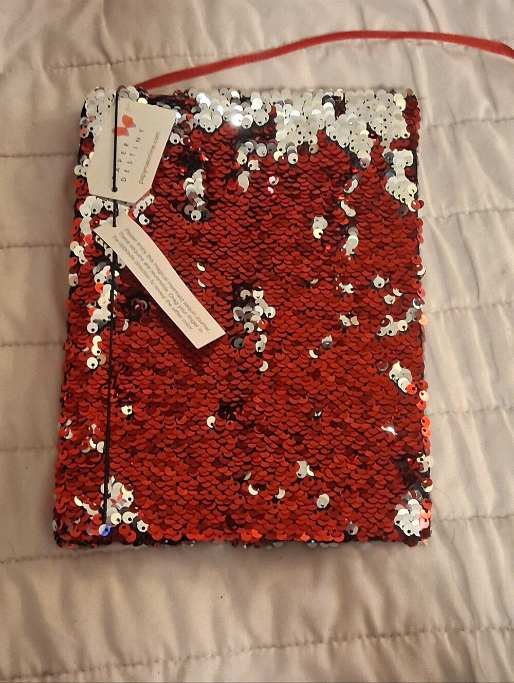 Papyrus Red and Silver Sequined Journal